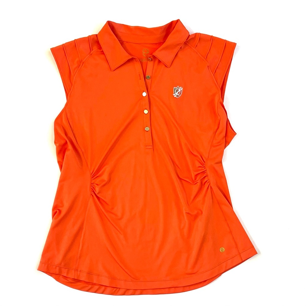 EP SPORT Gold Snaps Golf Polo Top Women's SIZE X-LARGE XL Coral Tennis Shirt